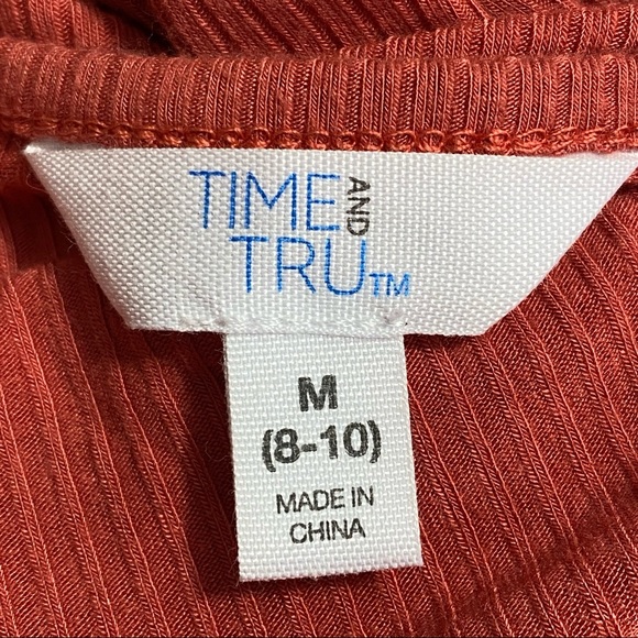 TIME and TRU rib knit round neck puff shoulder slight shoulder pad top M - Picture 6 of 8